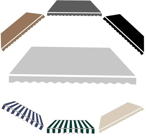 Telo di ricambio per tenda da sole e patio, impermeabile, in poliestere, colore grigio chiaro, 300 x 200 cm, con mantovana frontale