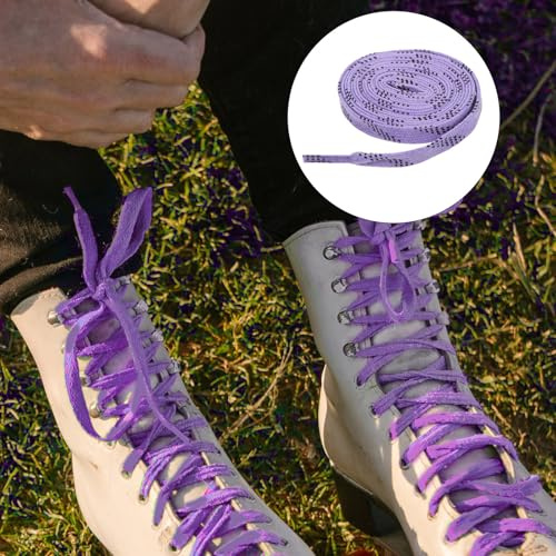 TOPBATHY Cordones Encerados para Patines de Hockey sobre Hielo 1 Par Planos Color Púrpura Resistentes al Desgaste Fabricados Algodón y Poliéster Ideales para Deportes sobre Hielo y