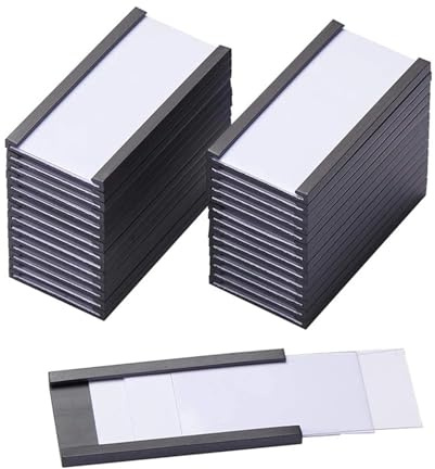 Etikettenhalter, magnetisch, mit transparenten Kunststoffschutzfolien für Metallregale, 2,5 x 5,1 cm, 150 Stück