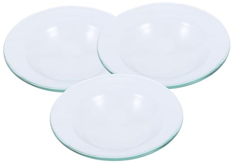 Housoutil Assiettes Rondes Compatible Diffuseur D'huile en Verre Transparent Lot de 3 4 Pouces Plat à Fondre la Cire pour Chauffe-Cire