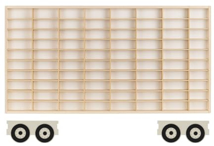 ArtTwist Trailer für Modellauto Vitrine | Hot Wheels Aufbewahrung zu 80 Fächen | Sammlervitrine Hängend 78,5cm x 40cm x 4cm | Setzkasten Holz für Wanddeko und Organisation (003K)
