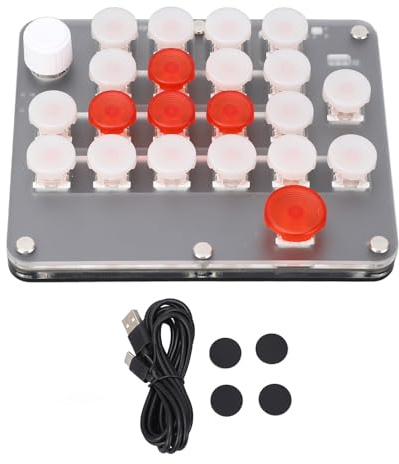 BowyTrading 21 Tasten programmierbare mechanische Makrotastatur mit Drehknopf, einhändiges Gaming-Tastenfeld, roter Schalter, USB-C- und BT-Verbindung für Black Myth: Wukong, Büro- und Mediens