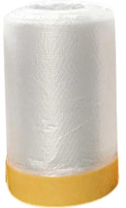 Película protectora de pintura, rollo de cubierta impermeable presellado, película protectora de pared y muebles, fácil de aplicar, resistente al desgarro + material de polietileno, para pintura de