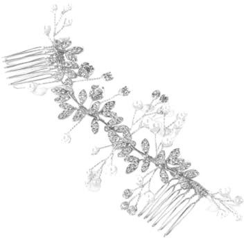 NESTINGHO Tocado de Novia Peine Cabello de Mujer Floral de Aleación Plateada, Adorno Pelo, para Fotografía y Bailes