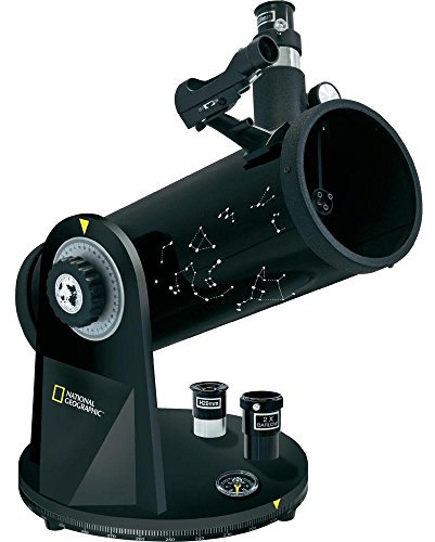 National Geographic Teleskop 114/500 Compact mit azimutaler Tischmontierung, Zubehörablage und LED-Leuchtpunktsucher in kompakter Dobson Bauweise, schwarz