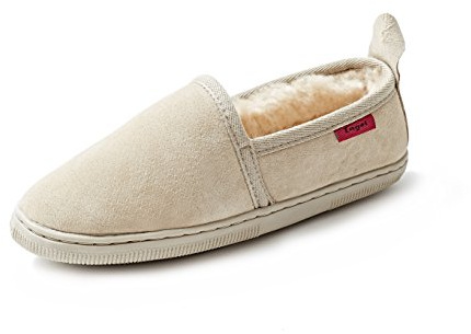 Reissner Lammfelle | Engel Hausschuhe Java | Veloursleder | Innenfutter echtes Merino Lammfell aus Australien | kuschelige Slipper | 39 beige