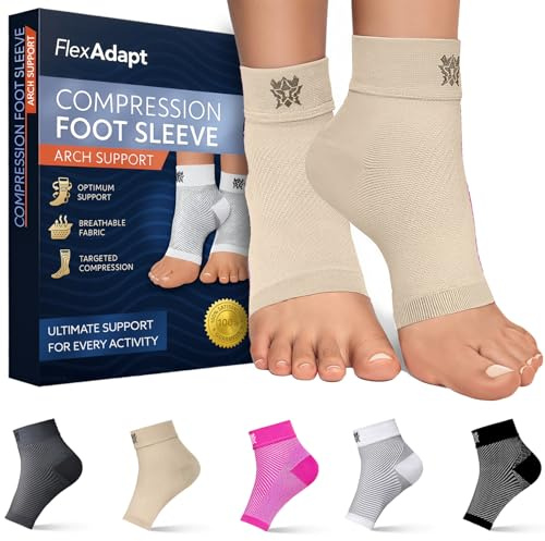 Calzini a compressione per fascite plantare e tendinite di Achille, coppia di manicotti a compressione per gonfiore del piede, spina calcaneare, dolore e affaticamento, comodi supporti per arco