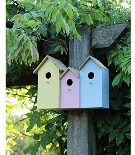 garden mile Triple 3 en 1 Coloré Bois Jardin Nichoir Nidification boîtes avec arrière Portes pour Un Nettoyage Facile prédateur Anti Rouille accueillir Petit Oiseaux moineaux, Seins Rouge-Gorge NID