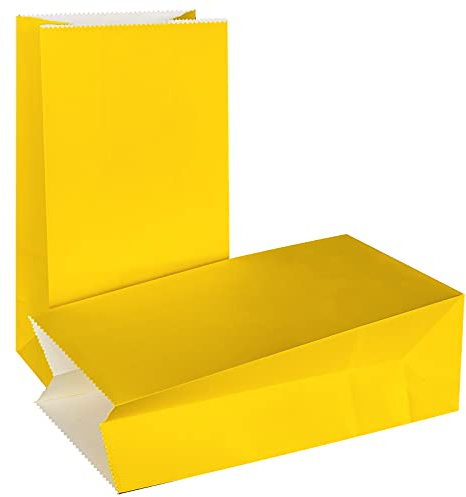 KEYYOOMY Kleine Papiertüten in leuchtenden Farben, Gelb, 50 Stück, 11,9 x 6,1 x 2,4 cm