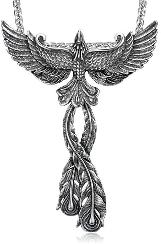 BOBIJOO JEWELRY - Grand Pendentif Collier Homme Femme Phoenix Oiseau de FEU Acier Argenté + Chaîne