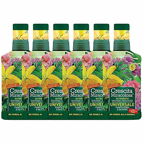 Crescita Miracolosa Concime Liquido Universale Piante Verdi e da Fiore 750 ml | Set 6 Pezzi | L'unico col Fattore RAM| Concentrato per Ottenere 74 Litri di Concime Multiuso