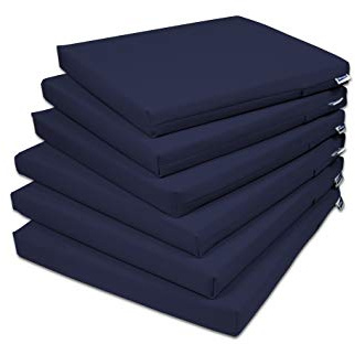 Rollmayer 6er Set Stuhlkissen Stuhlauflage Sitzkissen Sitzpolster Auflage für Stühle in Haus und Garten Kollektion Vivid (Dunkel Blau 16, 40x40x4cm)