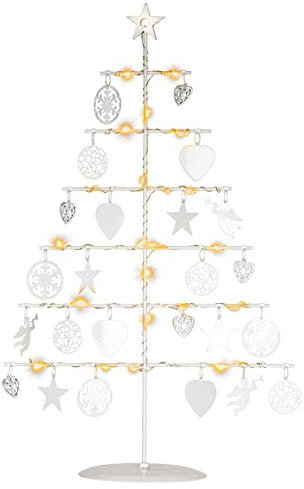Nipach GmbH 25 LED Dekobaum Metall Baum mit Anhängern Lichterbaum weiß 42 cm hoch Batterie IP20 Weihnachtsbeleuchtung Weihnachtsdeko Lichterdeko Xmas