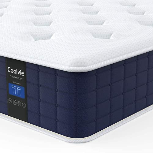 Coolvie Twin XL Matratze, 25,4 cm Twin XL Hybrid-Matratze, einzelne Taschenfedern mit Memory-Schaum, Bett in einer Box, kühlerer Schlaf mit Druckentlastung und Unterstützung