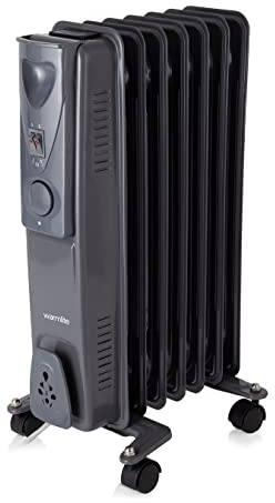 Warmlite 7 Fin Oil Filled Radiator with Adjustable Thermostat and Overheat Protection, 1500W, Dark Titanium, WL43003YDT
