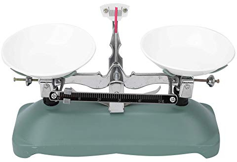 Fdit Mechanische Waage Doppelwanne Waage Waage Tablett Tischwaage für Laborunterricht Physikzubehör Verschiedene Gewichte (100g)