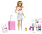 Barbie Vámonos de Viaje Malibú 2.0 Muñeca Rubia con Maleta, Perrito Mascota, Pegatinas y Accesorios de Viaje, Juguete de Regalo +3 años (Mattel HJY18)