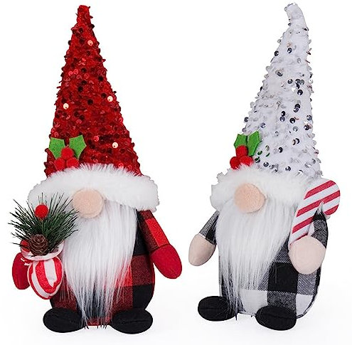 FYBlossom 2 Stück Weihnachten Deko Wichtel Weihnachtszwerg, Handgemachte Plüsch Weihnachtswichtel Figuren Weihnachtsdeko, Weihnachten Puppe Süße Zwerg Figuren Geschenk Für Weihnachten Dekoration