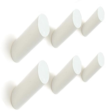 barilo Wood Wall Hooks, 6 Pack | Modern, Decorative White Wooden Hangers Wall Mounted | Coat Hooks | Hook for Hanging Backpage, Robe, Hat, Towel, Coat, Purse, Bag