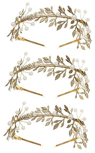 Holibanna 3stücke Goldene Blätterperlen Haarschmuck Stirnband Für Hochzeiten Partys Und Fotografie Für Brautjungfern Und Besondere Anlässe