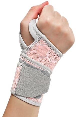 VerteLife Handgelenk Bandagen Handgelenkstütze Verstellbare Handgelenkbandage für Herren und Damen, Atmungsaktive Karpaltunnel Bandage Handgelenk für Arthritis Schmerzlinderung - Rosa,1Stück