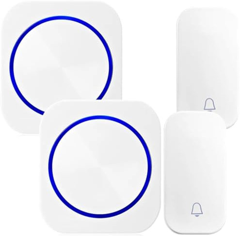ZHCHAO Sonnette sans Fil Maison Intelligente Sonnette de Porte sans Fil 2 Boutons 2 récepteur Sonnette de Maison Intelligente