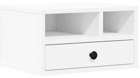 vidaXL Supporto per Stampante Bianco 40x32x22,5 cm Legno Multistrato, Supporto Stampante con cassetto, Supporto per Computer, Tavolo per Stampante