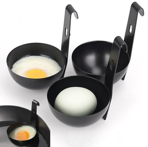 Stainless Steel Poached Egg Maker, Egg Cooker for Hard Boiled Eggs, Egg Poacher BBQ Tools, Poached Egg Cooker, Egg Steamer, Poached Egg Pan, Round Egg Cooker Rings for Breakfast Cooking Tool(3pcs)