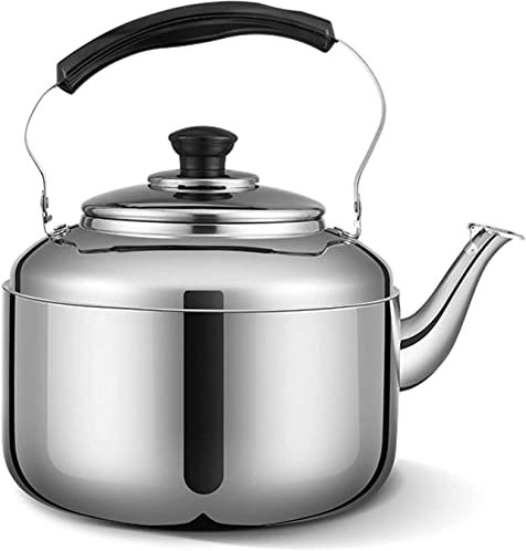Teekanne für Herd, Edelstahl-Teekanne, Pfeifenkessel, Heißwasserkessel, Wassererhitzer, Kessel, Hot Pot, Wasserkessel, Teekanne für Herd, Instant-Hot Pot, Teekessel, Wassererhitzer, Teekessel (S (Sil