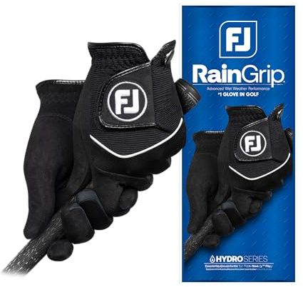 FootJoy RainGrip - Coppia di guanti da golf, da uomo, colore: nero