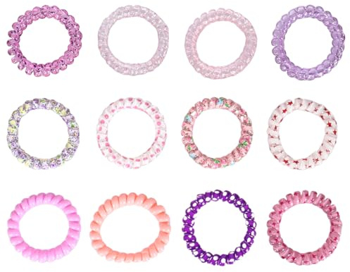 LONZIKP 12 Piezas Gomas para el Pelo en Espiral, Gomas para el Pelo Elásticas, Goma para el Pelo en Forma de Cable Telefónico para Niñas y Mujeres (multicolor)