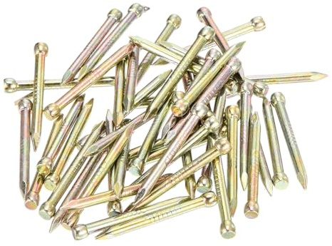 sourcing map Finishing Nails 150pcs 25mm 1 Inch Hand-Drive Hardware Carbon Steel Nail Lost Head Nails, Color Zinc