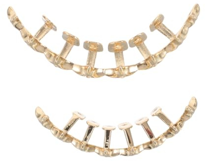 minkissy Vergoldete Fake Grills Für Damen Und Herren Partyzubehör Rapper Kostüm Mit Schmuckeinlagen Und Sternmuster Für Konzerte Und Fotoshootings