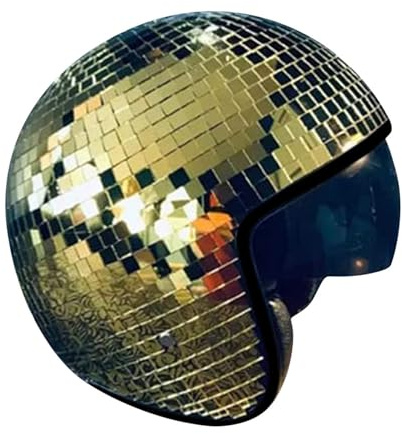 Disco Ball Helmet,Glitter Mirror Ball Helmet,Disco Party Helmet Hat with Retractable Visor,Washable Liner Glass Disco Ball Cap Disco Costume Accessories for DJ Club Stage Bar Party Wedding