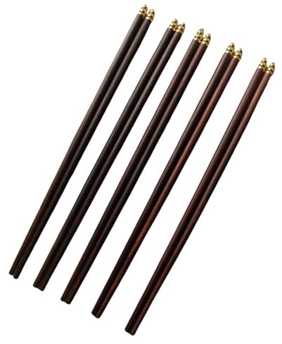 5 pares de palillos de madera hechos a mano con forma elegante palillos chinos adecuados para pasta y comidas diarias