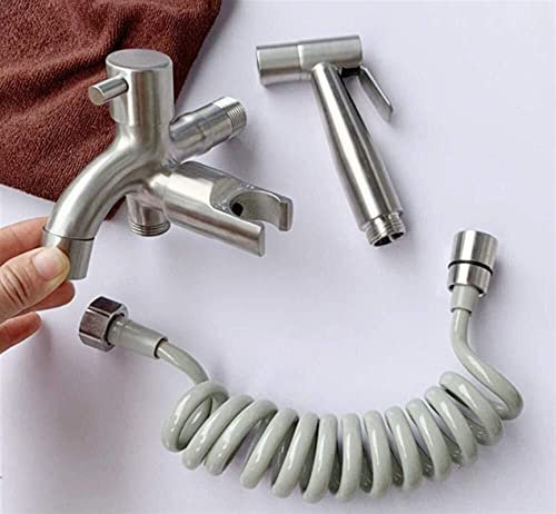 YJYJY Kit di spruzzatura Portatile in Acciaio Inossidabile - Pistola a spruzzo per Bidet in Acciaio Inossidabile 304, Set di rubinetti con Disegno di accompagnamento
