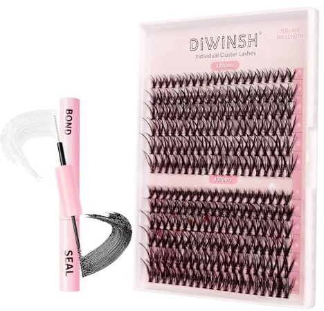 Diwinsh Kit pestañas pelo a pelo 30D+40D 9-16mm D-Curl DIY Kit De Extensiones de Pestañas Individuales with Bond and Seal Haga las Pestañas Postizas en Racimo Naturales y Esponjosas en Casa