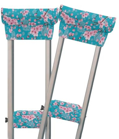 Gomyblomy Cherry Blossom Crutch Armpit Cover and Handle Covers Set of 4 Pcs Soft Breathable Padded Covers for Underarm Crutches Universal Walking Arm Crutch Accessories for Women