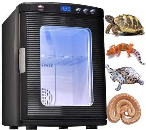 Incubadora de huevos de reptiles de 25 litros con control digital de temperatura (5-60 °C) para cría de serpientes, tortugas y lagartos, vivero de hierbas con pantalla LED, giro automático y