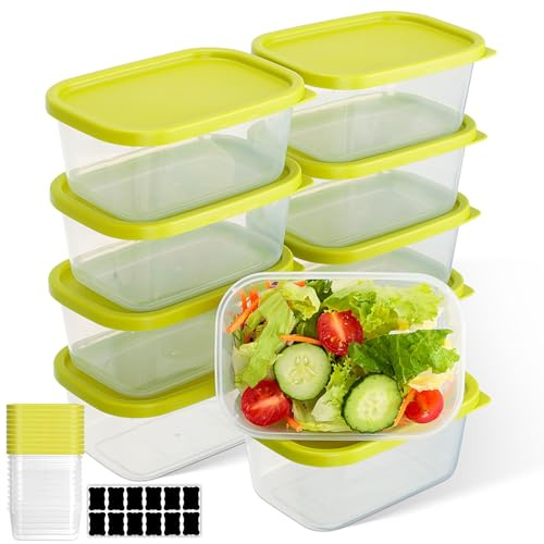 AiQInu Matbehållare med lock, 10 x 0,71 L, fyrkantig, BPA-fri, livsmedelsförvaring och organisation, lufttät, diskmaskinssäker. Frysbehållare för barn
