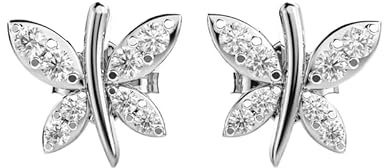 Clous d'oreilles en argent sterling 925 en forme de mouches tournoyantes | Placage argent n° 16 | Taille de la pierre : 0,01-0,0 mm | Poids : 0,19 crt | Forme : ronde | 1,398 g | LKE_W_00177