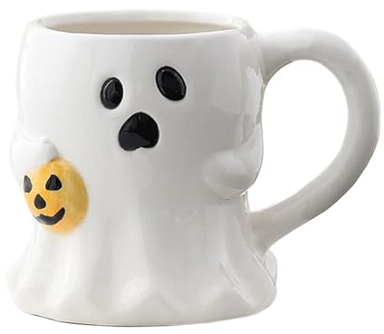 Genérico Taza De Halloween - Taza Fantasma 40cl | Cerámica Para Adultos Y Niños Té Café Otoño Navidad Cocina