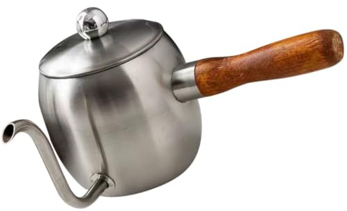 BIUDECO Cafetera de Goteo Manual Diseño Moderno Mango de Madera y Resistente Oxidación de Acero Inoxidable 500Ml Adecuado para Cafeterías y Camping