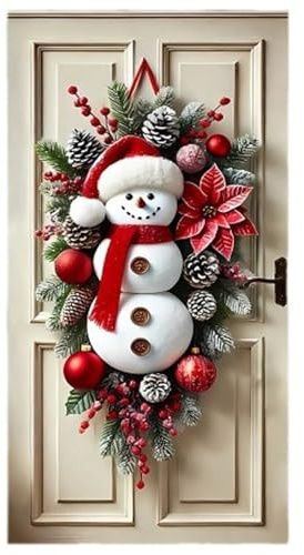 Weihnachts-Türabdeckung, 90 x 180 cm, Schneemann-Türhänger, Weihnachtsdekoration für Fotografie, Hintergrund, Banner, Winter-Veranda-Schild-Abdeckung