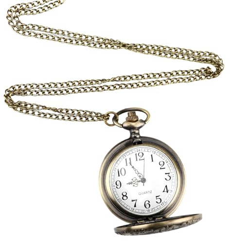 QEAS Pocket Watch and Chain, Elegant Vintage Men's Pocket & Fob Watches with Chain Roman Numerals, for Birthday, Anniversary, for Men and Women