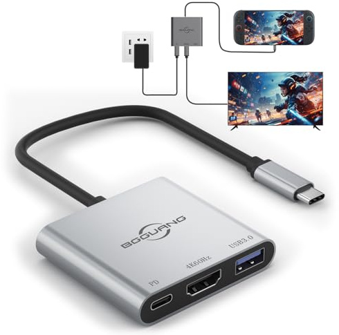 Switch 2 Dock TV 4K @ 60Hz Adattatore TV Docking Station portatile per Switch / Switch2 / Steam Deck/ROG Xbox Ally X 3 in 1 100W PD / USB3.0 / HDMI2.0 USB-C Hub (compatibile con Switch2 v21.0.0) (S2A)