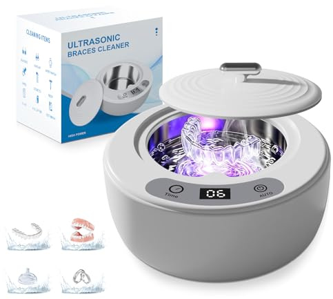 Ultraschallreinigungsgerät 49000Hz UV Ultraschallreiniger 180ML Dental Pod - Ultrasonic Cleaner für Zahnersatz, Retainer, Aligner Zahnschiene, Prothesen, Schmuck mit digitalem Timer