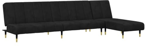 SDWEHBJ 2-TLG Sofagarnitur, Wohnzimmergarnitur, Ecksofa, Bequeme Polstergarnitur für Empfangsräume, Arbeitszimmer, 200x84.5x69 cm Schwarz Stoff
