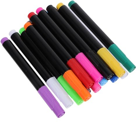 TOPBATHY Lot de 14 Marqueurs Craie Liquide Effaçables à L’eau pour Tableau Led, Fenêtres et Verre – Couleurs Fluorescentes Vives, Séchage Rapide, pour Utilisation Scolaire et Bureau