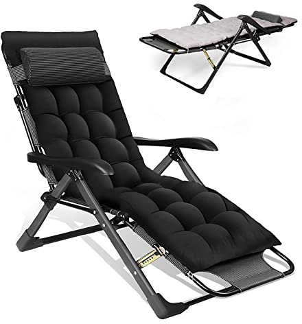 OVLRIJP Liegestuhl Garten, Klappbare Sonnenliege Gartenliege, 7-Fach Verstellbarer Relaxliege Outdoor mit Doppelseitiges Kissen und Nackenstütze, Liegestuhl für Garten Terrasse Strand Camping
